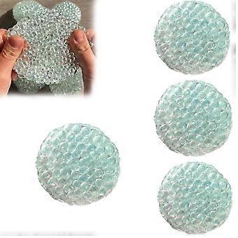 Stress Relief Ball for Hands 4 Pack Blue, Durable Rubber Squeeze Balls with Noisy Fun Grip Design