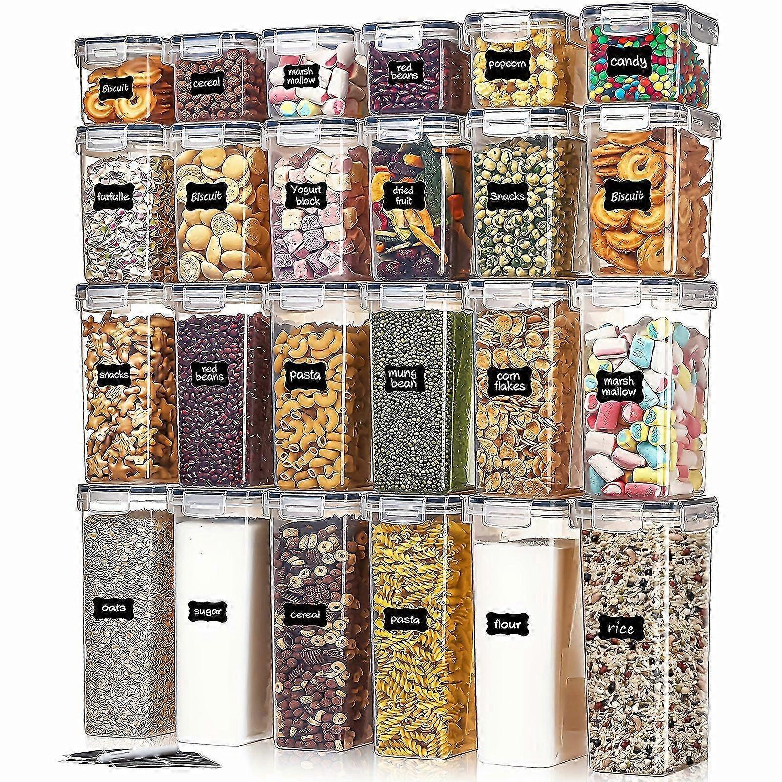 Lot de 24 boîtes de conservation hermétiques – sans BPA, empilables, avec couvercles étanches – pour une organisation optimale du garde-manger et de la cuisine – Réutilisables – Nouveauté 2026
