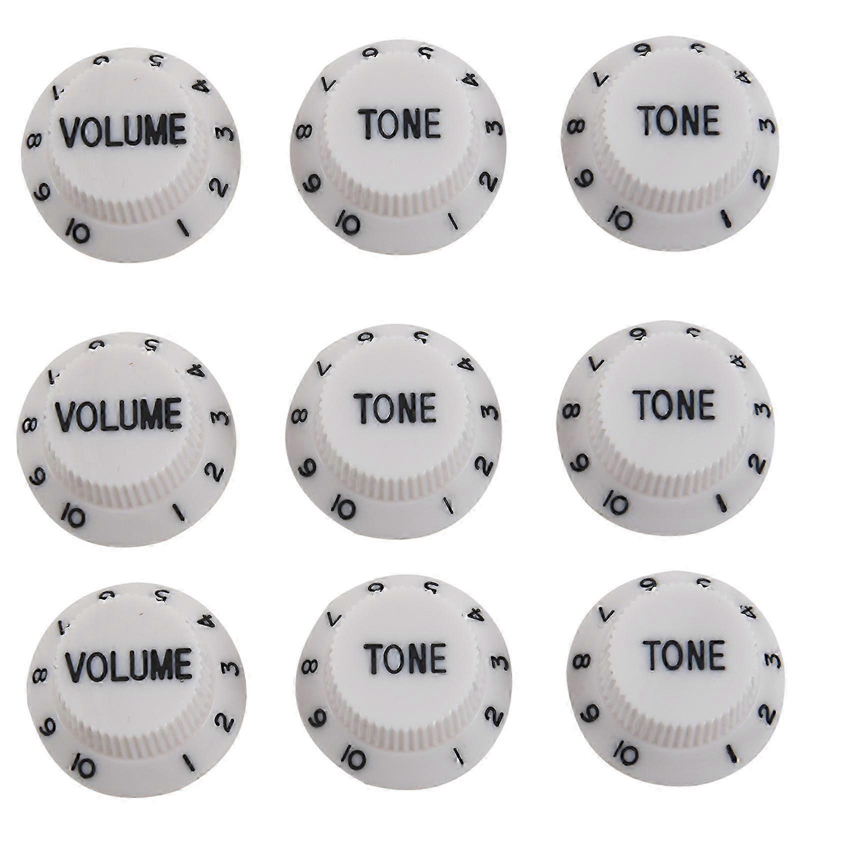 White Black 3 Volume&6 Tone Guitar Control Knobs compatible with Strat Style Guitar