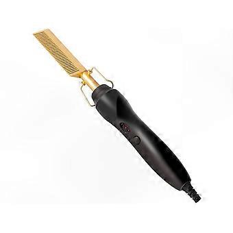 2-in-1 Electric Curling and Straightening Comb with Copper Teeth, Ionic Heated Hair Styling Tool