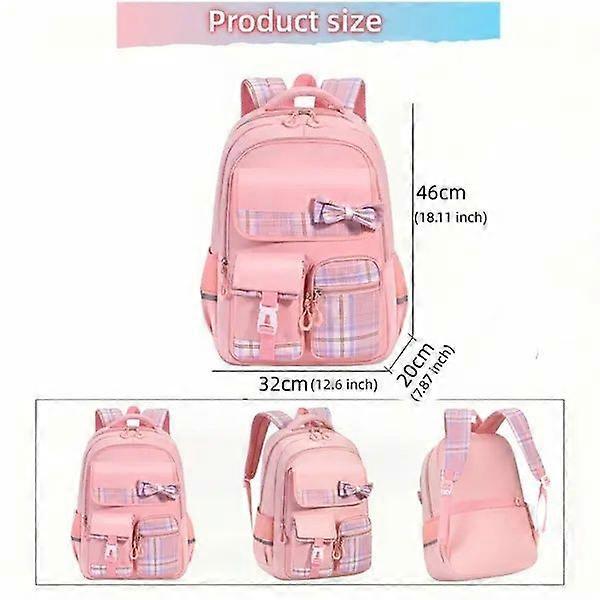Cute checkered bow backpack  a lightweight, casual school bag