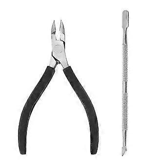 Nagelhautzange mit Nagelhautschieber - Edelstahl Nagelhautknipser Cutter Nagelhautentferner Werkzeuge für Fingernägel und Zehennägel