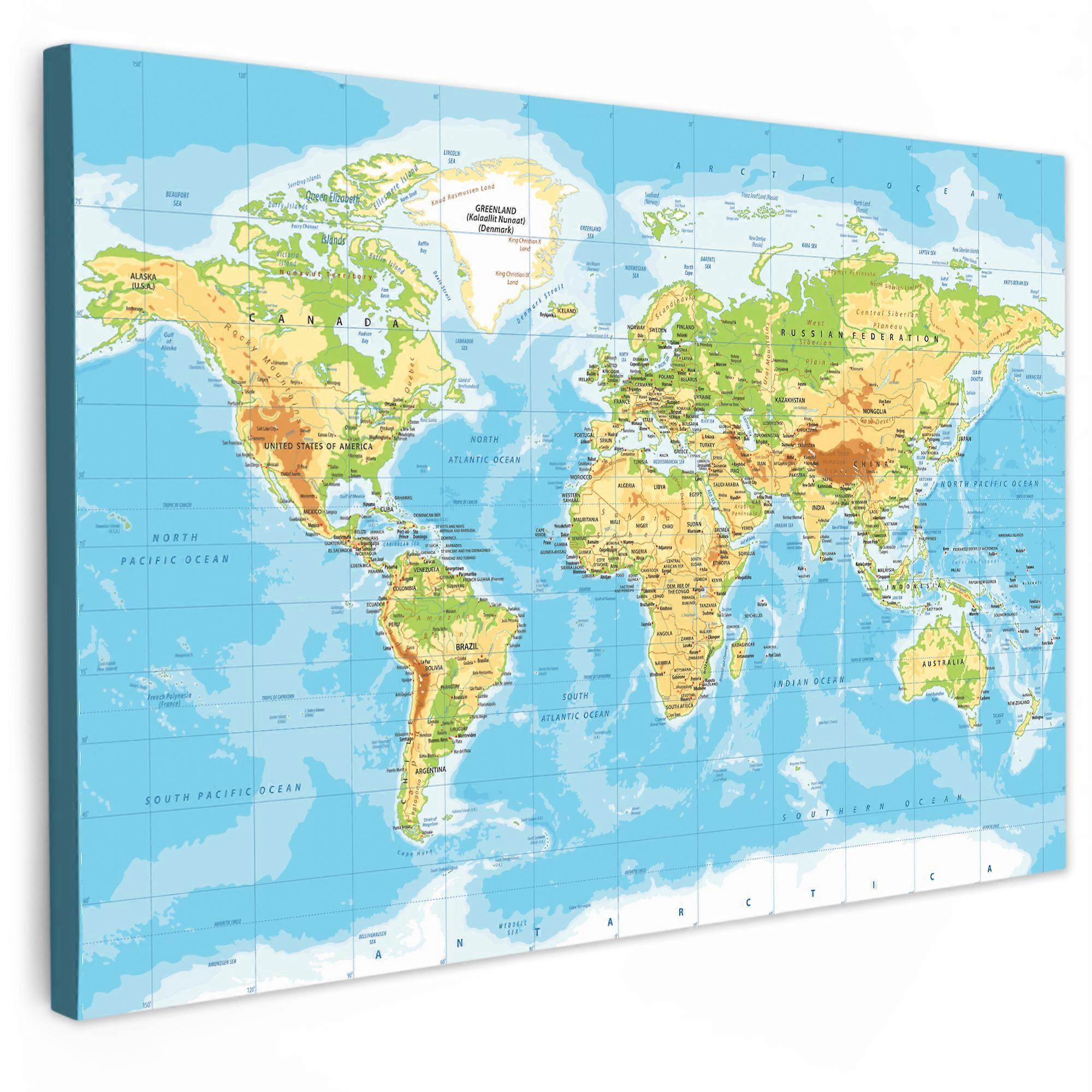 Canvas wall art World map - Statistical - Blue - Earth - Educational