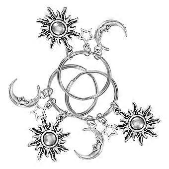 Hanging Car Accessories Sun Keychain 3Pcs Zinc Alloy Key Pendant Silver