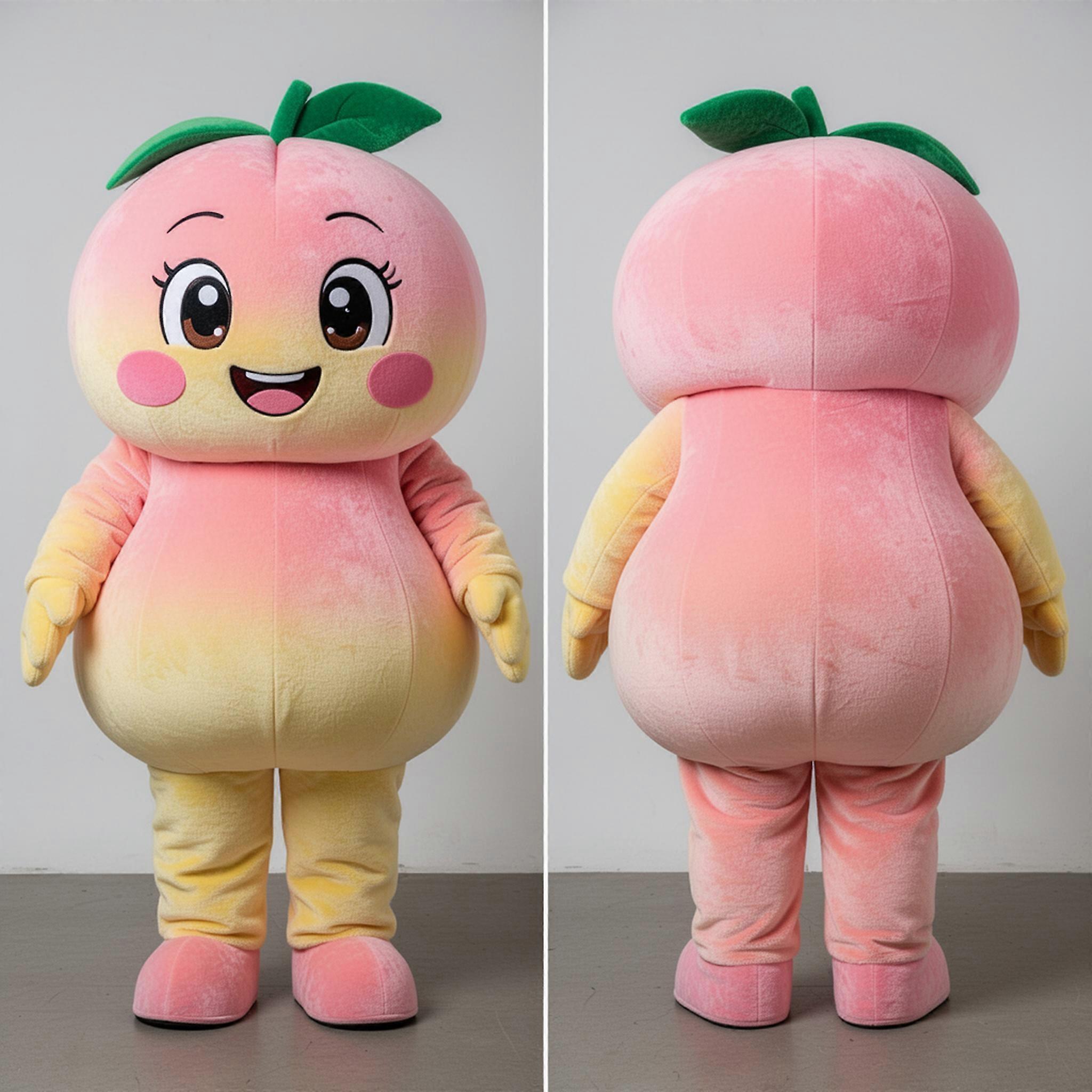 MASTICOT Peach & White Grinning Tightrope Walker Mascot