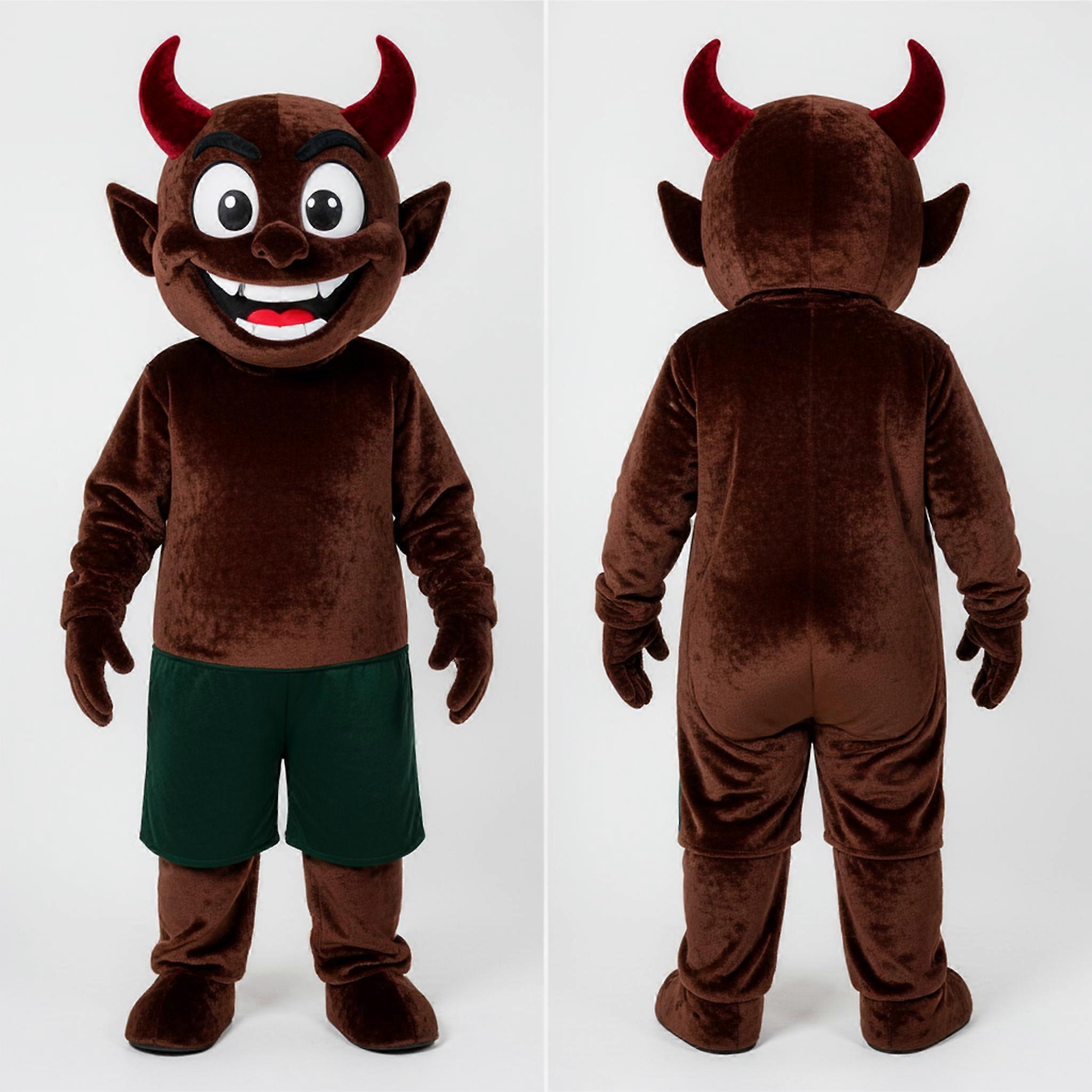 MASTICOT Velvety Brown Grinning Devil Mascot
