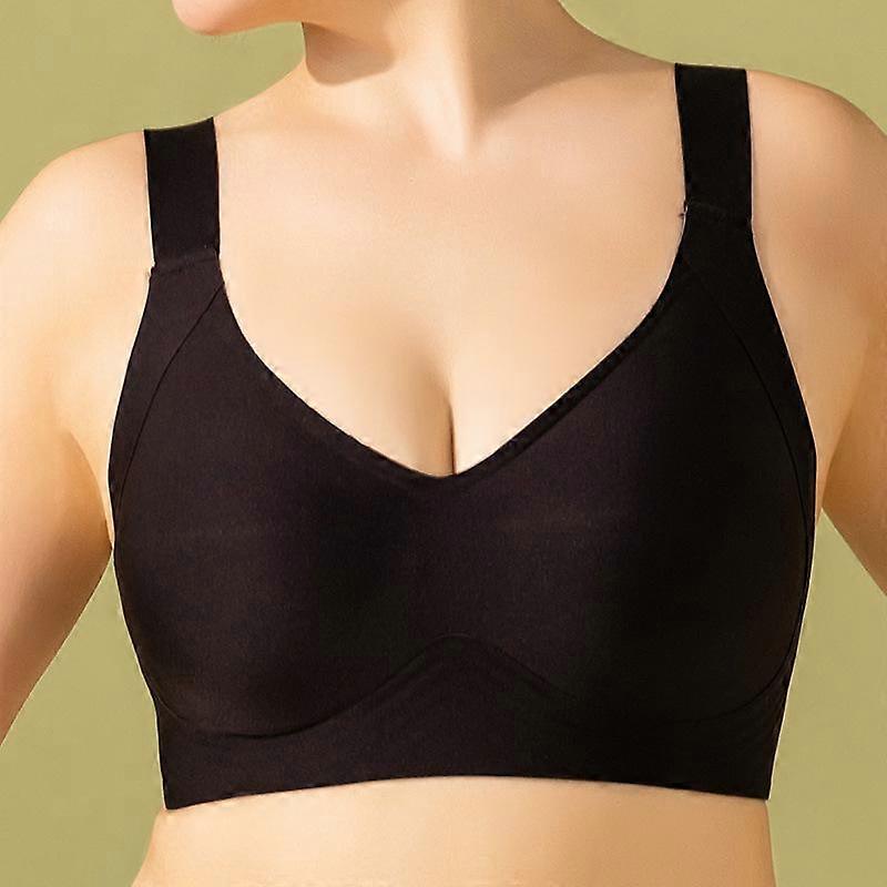 Plus Size Seamless Wireless Gathered Comfortable Thin Bra For Large Bust