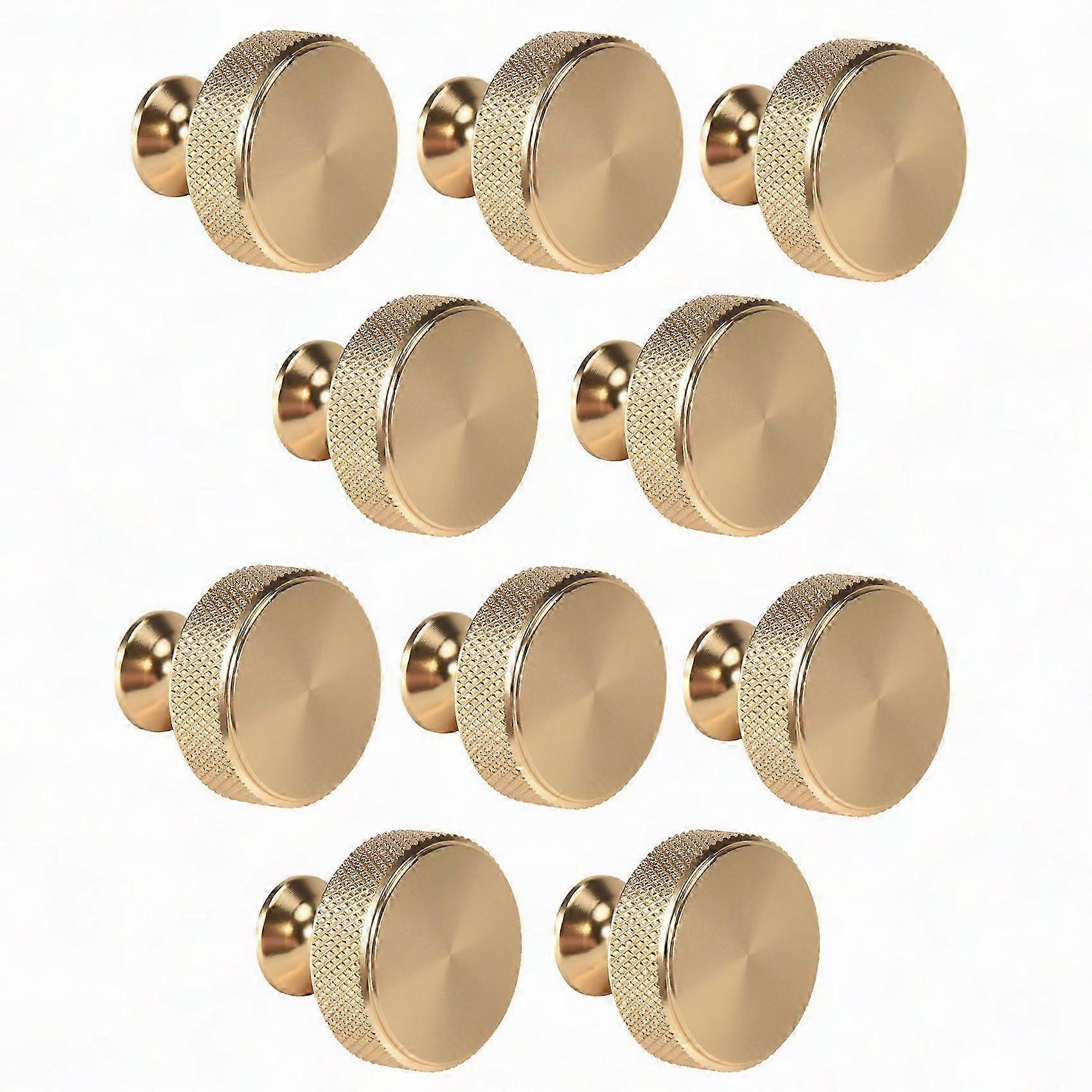 10 Pack 1.2 Inch Brushed Gold Cabinet Knobs Knurled Kitchen Drawer Knobs Round Dresser Pulls for Cabinet