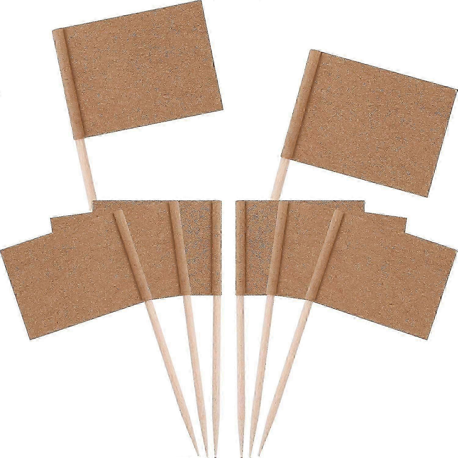 100pcs Blank Toothpick Flags Kraft Paper Flag Toothpick Fruit Picks