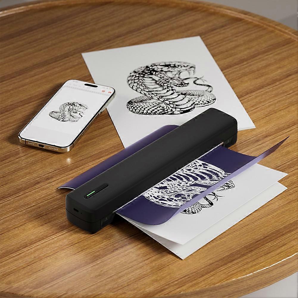Portable Thermal Printer Wireless Tattoo Stencil Printer Inkless Bluetooth Photo PDF Document Paper Roll Printer White