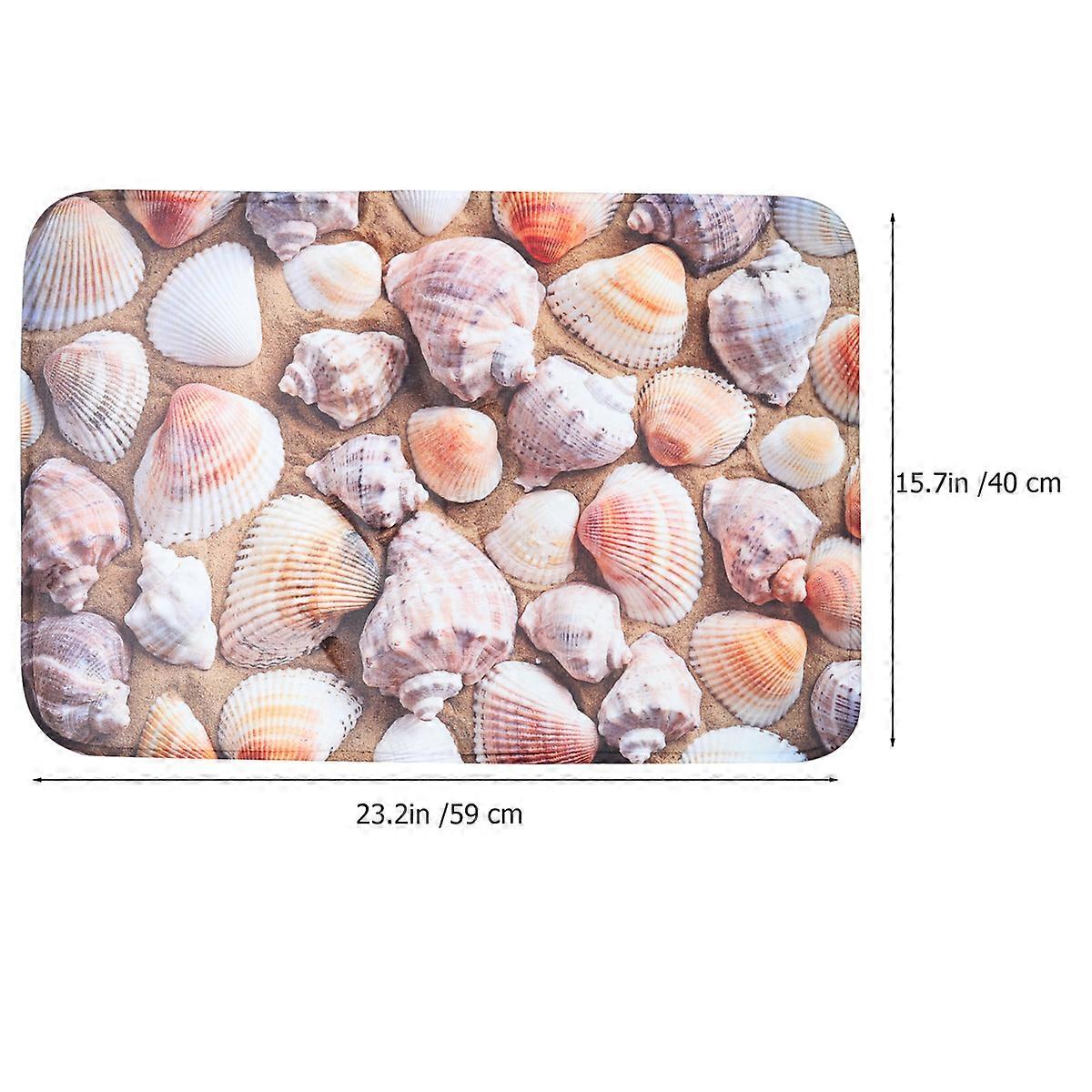 Plush Water-Absorb Cushion Three-Dimensional Shell Pattern Foot Carpets for Bathroom Use