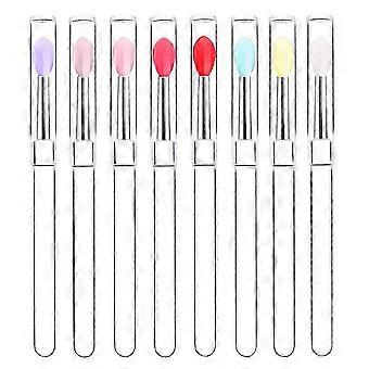8 Pcs Silicone Lip Brushes, Makeup Beauty Lipstick Brushes With Cover compatible with Lipstick Lip Gloss Lip Mask
