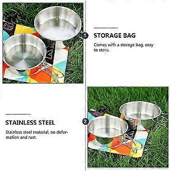 Stainless Steel Camping Cookware Set Outdoor Camping Portable Tableware Durable 10.5X5X3.5cm 2Pcs