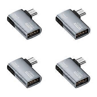 4X 4K OTG Cable Adapter Power Supplied Micro-USB to USB with Angle Design. Suitable for Tablet, TV(Right)