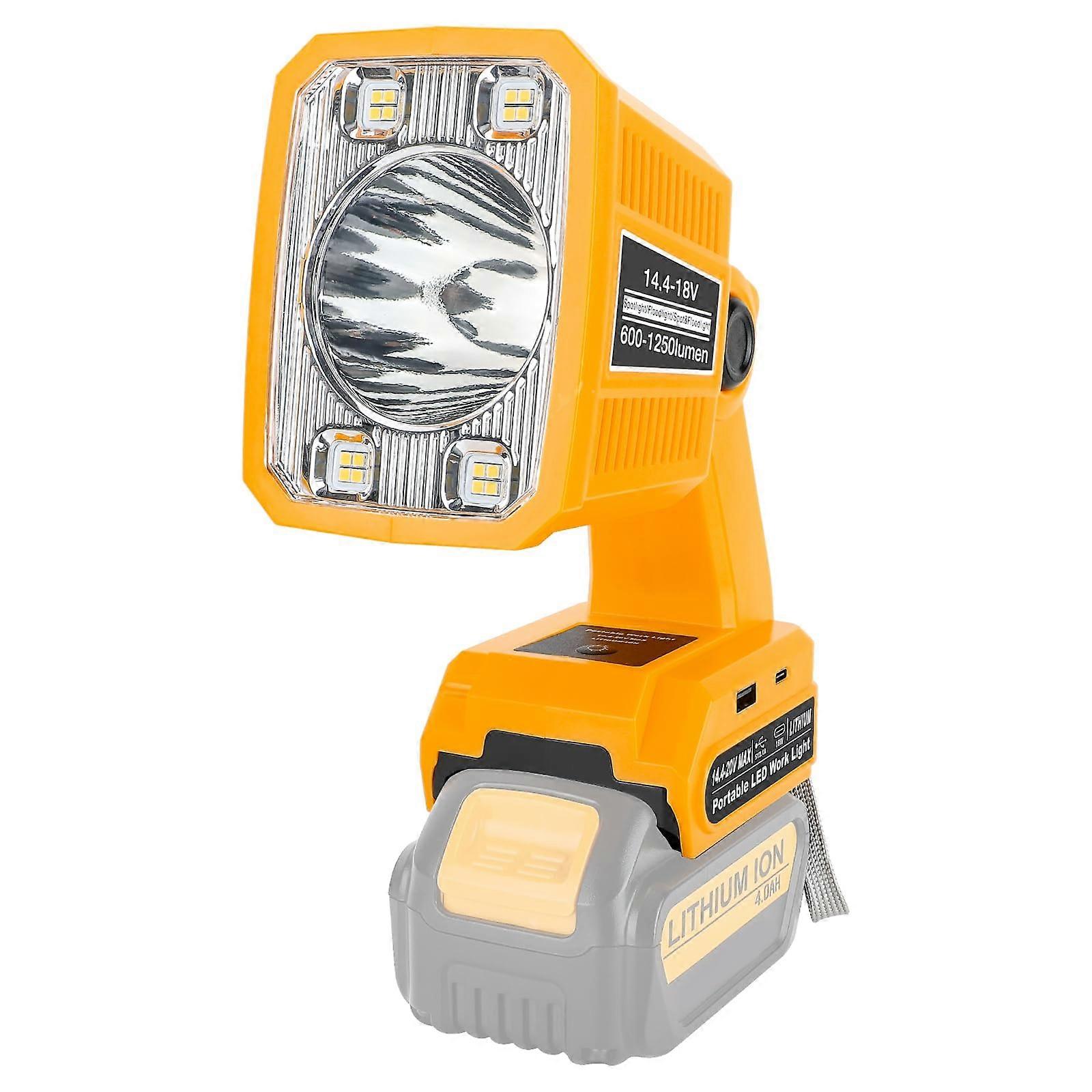 Cordless LED Work Light 20V Max Flashlight Compatible with DeWalt Battery Durable Easy Install