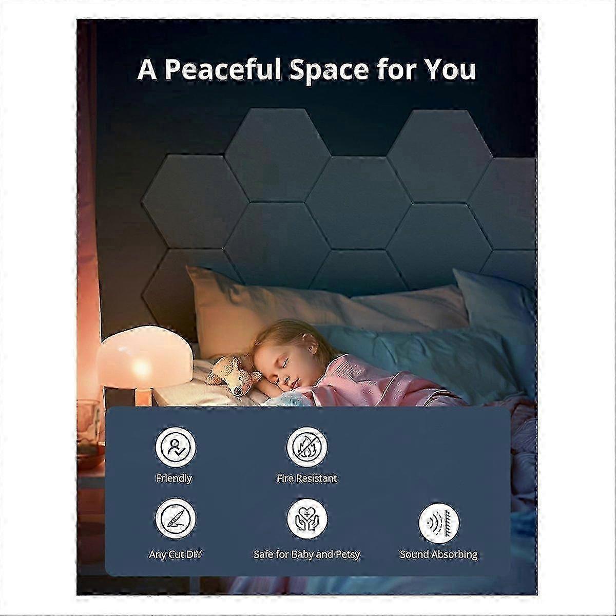 12pc Hexagonal Acoustic Wall Panels Self Adhesive