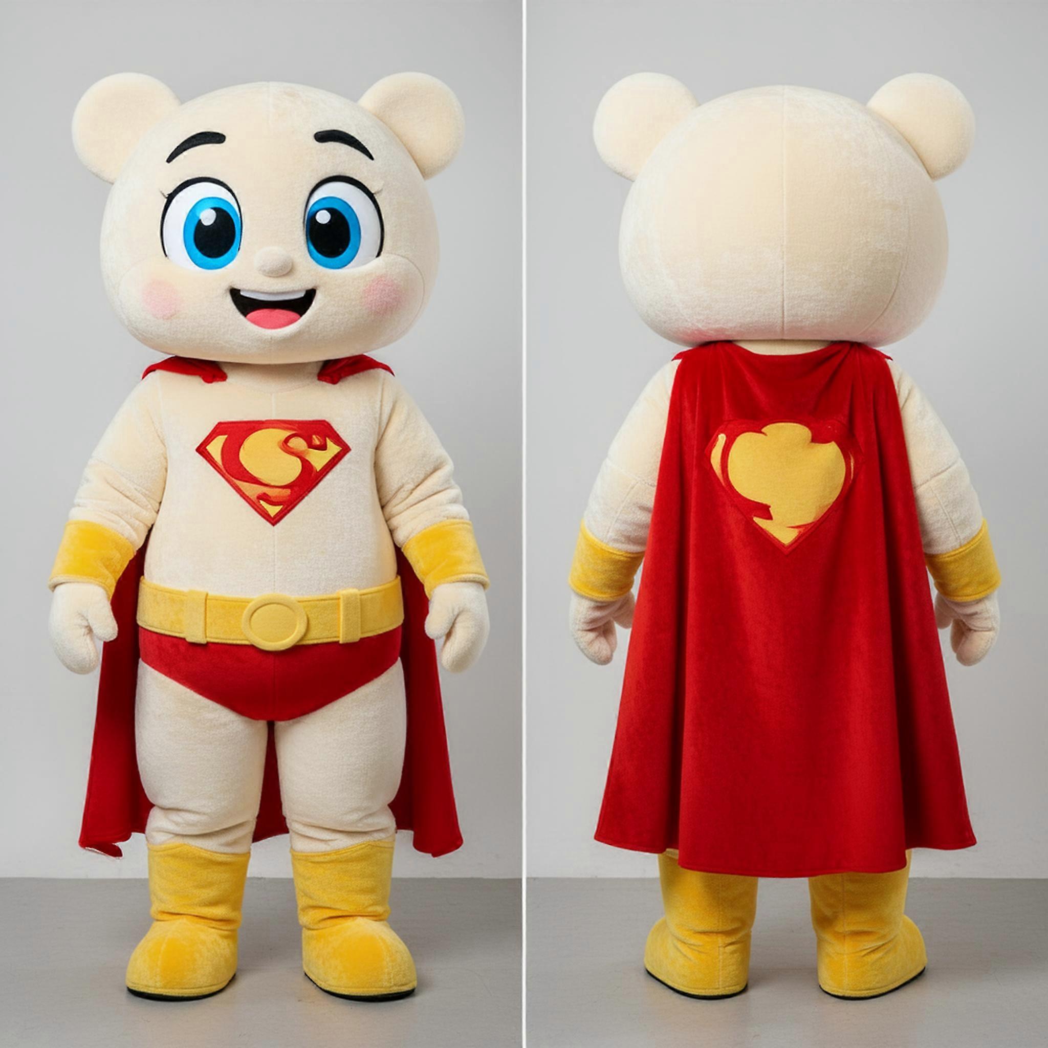 MASTICOT Cream Rounded Superhero Mascot