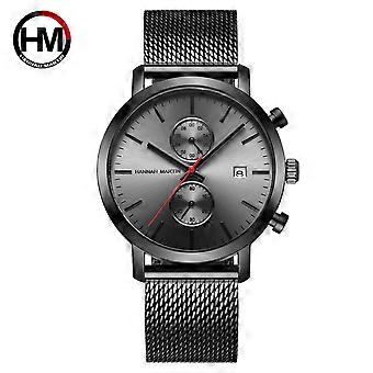 Hannah Martin Watch Factory Modieuze Multifunctionele Roestvrijstalen Quartz Horloges Op Maat Gemaakt Waterdicht Chronograaf Horloge Heren