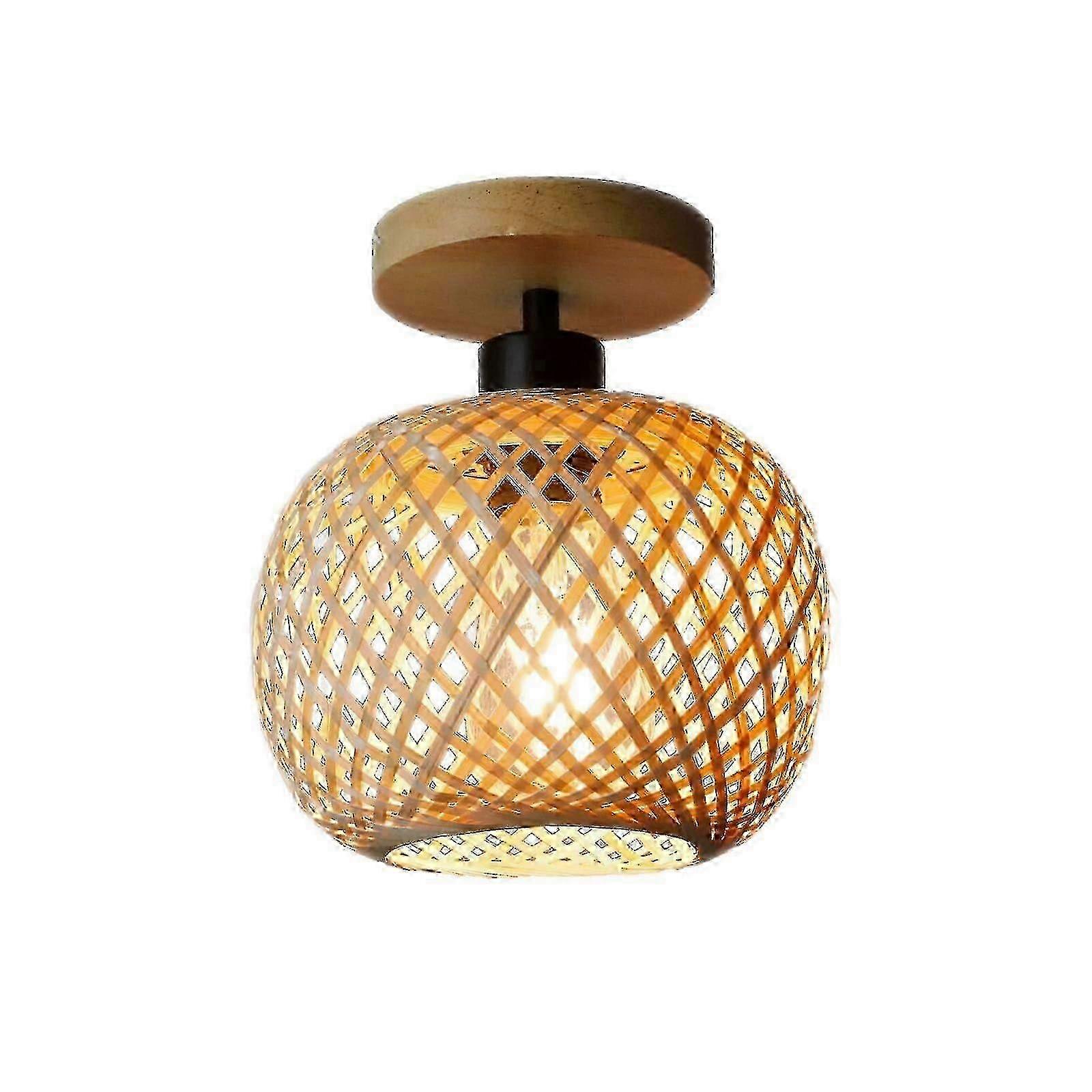 Bamboo Rattan Semi Flush Ceiling Lamp