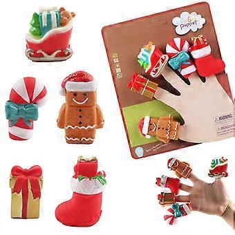 5 marionetas de dedo navideñas para niños, juguetes para fiestas navideñas para niños pequeños y para contar cuentos.