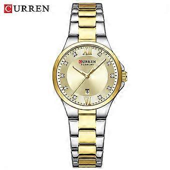 CURREN 9107 women's watch, calendar watch, fashionable women's watch, casual steel band watch, watch