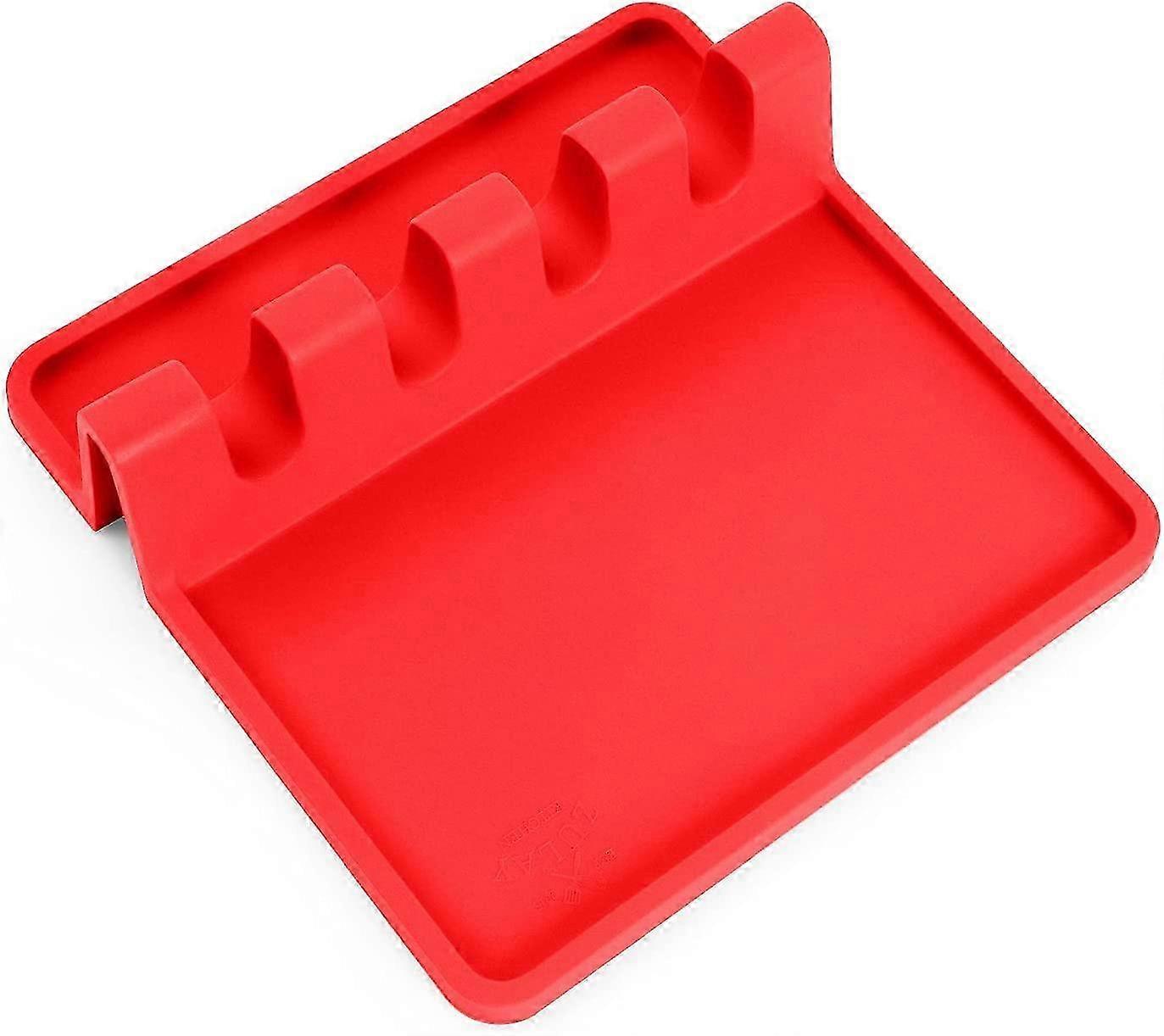 Multi-Spoon Silicone Utensil Rest with Base Tray