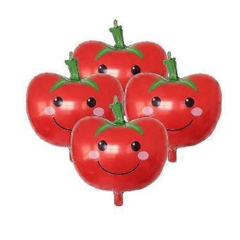 4pcs Tomato Aluminium Foil Balloon Cartoon Decoration Vegetable Balloons Party Supplies core