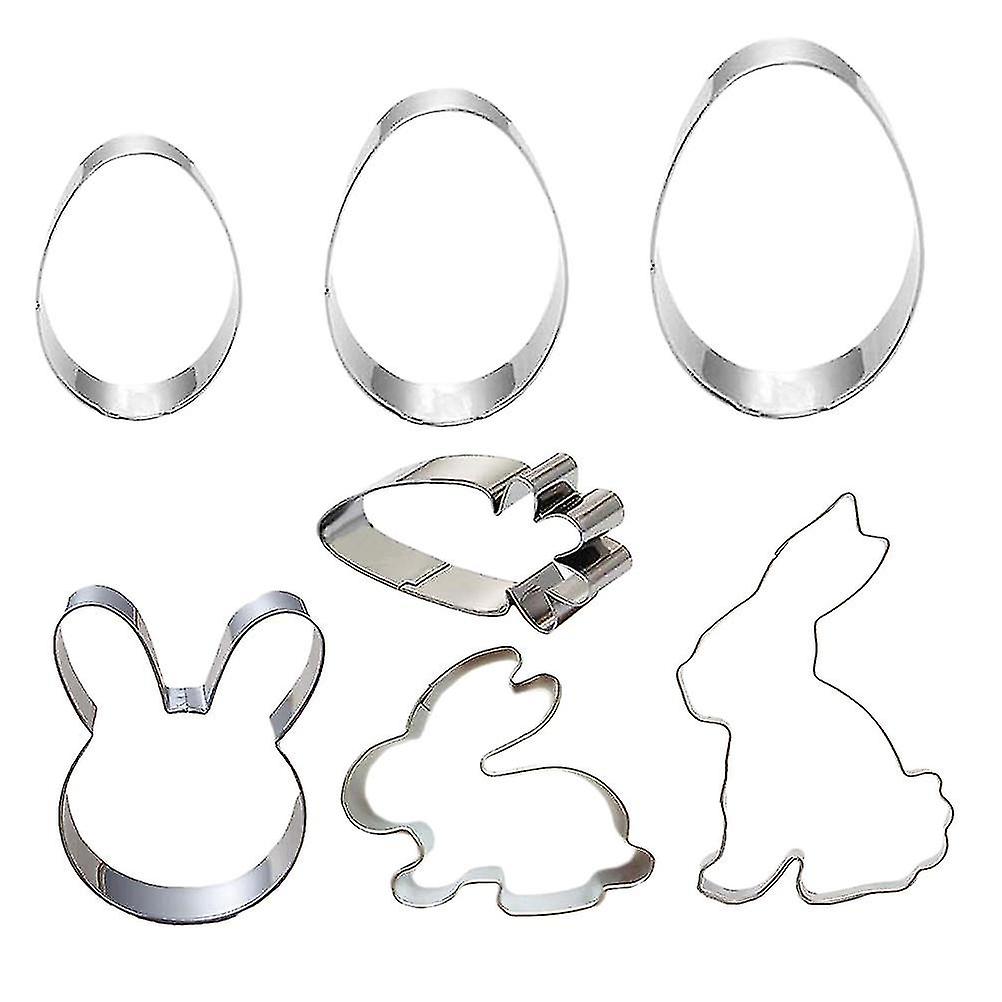 7pcs Stainless Steel Easter Themed Biscuit Moulds Baking Tools Cookie Moulds