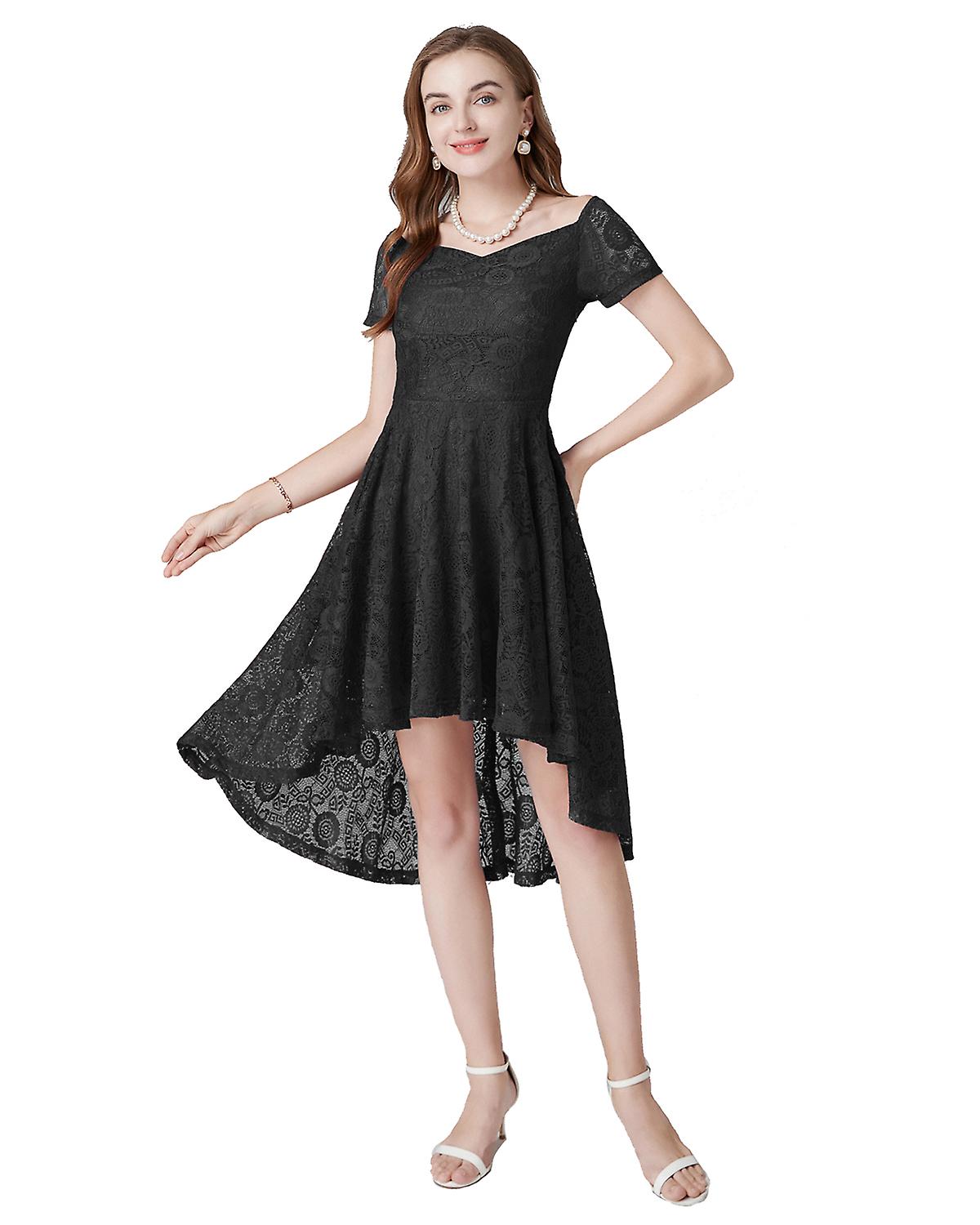 Kaxidy Womens Dresses Short Sleeve Floral Asymmetrical Flowy Party Midi  Dress | Fruugo US