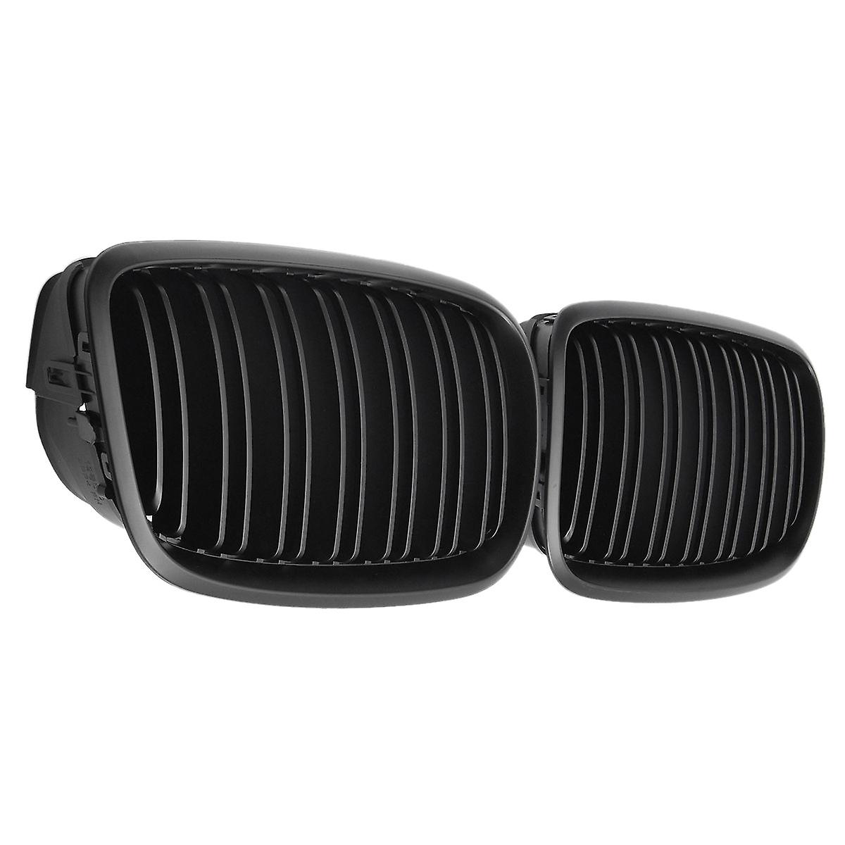 Black Front Bumper Dual Slat Front Kidney Grill Grille For- X5 X6 E70 E71 2007-2014