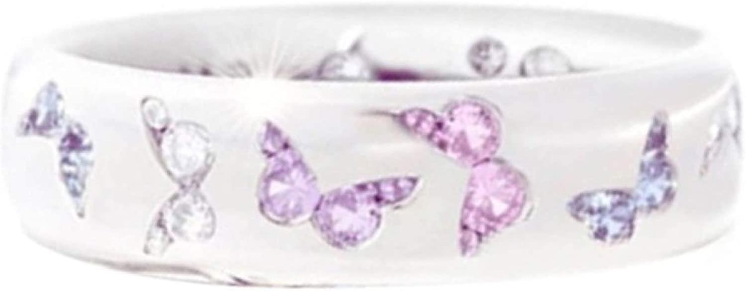 リング、ファッション女性ボヘミアンレトロバタフライキュービックジルコニア象眼細工ラウンドリングウェディングパーティージュエリー