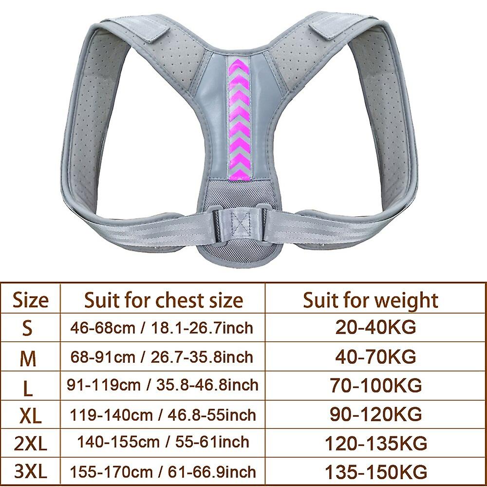 Adjustable Posture Corrector Back Brace Comfortable Posture Trainer For Spinal Alignment & Posture Support Humpback Straightener-grey Pink