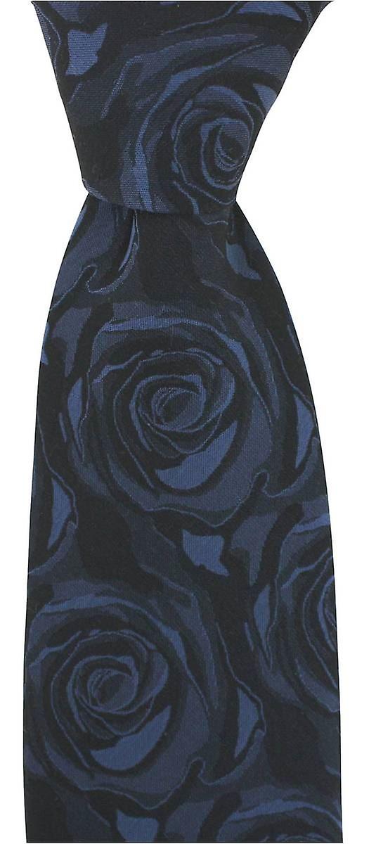 David Van Hagen Wedding Rose Silk Tie - Navy