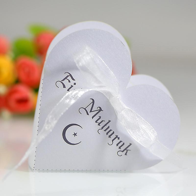 10pcs Heart Eid Mubarak Candy Box  Eid Ramadan Gift Box Decor Party Supplies