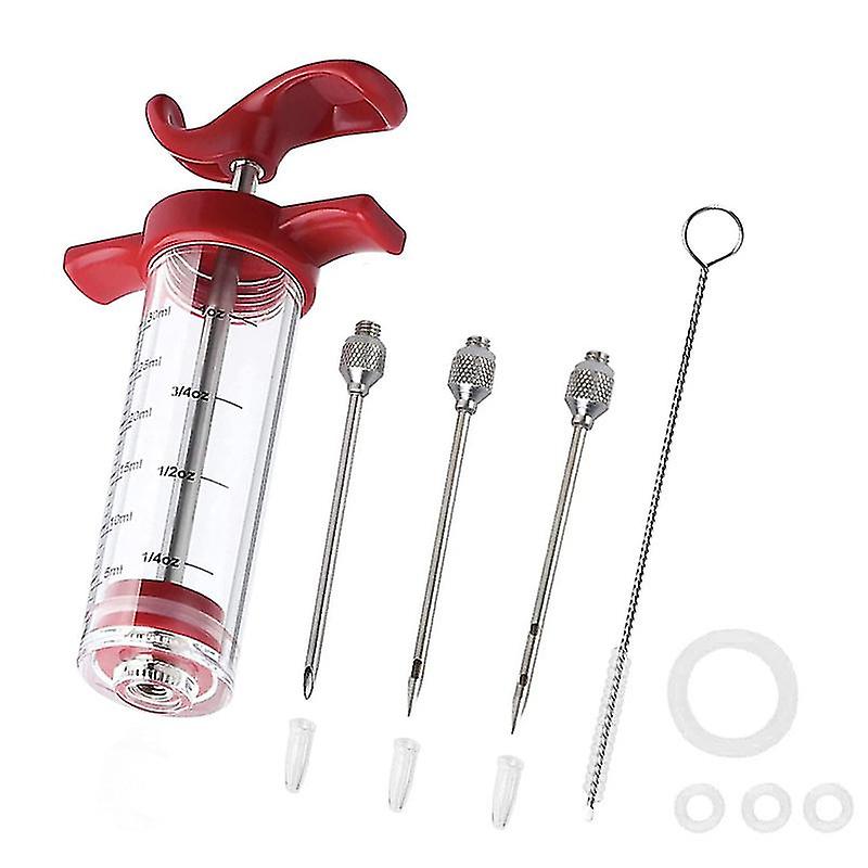 Meat Injector Syringe - 3  Injector Needles For Bbq Grill, Premium Portable Turkey Injector Kit For Smoker, Injector For Meats With  Large Capacity 1b