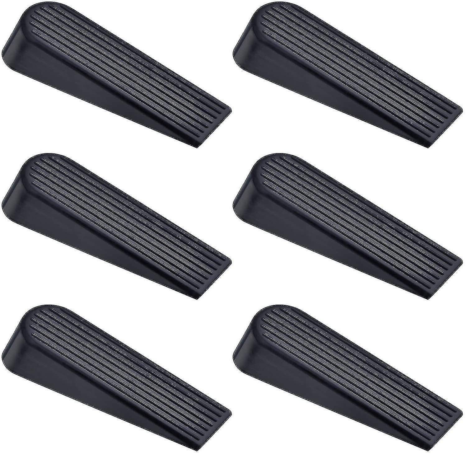 thumbnail image 1 of Paquete de 6 cuñas para tope de puerta, tope de puerta de goma negra para el hogar y la oficina, 1 of 3