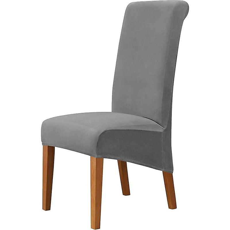 Velvet Large Chair Covers for Dining Room, Soft Stretch Seat Cover for Large Dining Chair, Removable Washable Parsons Chair Protector, 2 Pieces,Dark G
