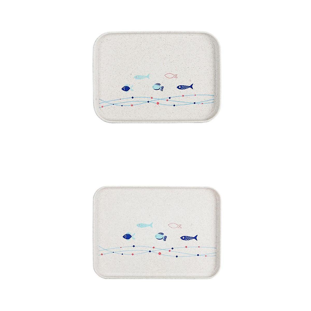 2 Piece Hotel Serving Trays Rectangle Melamine Plastic Tableware White S M