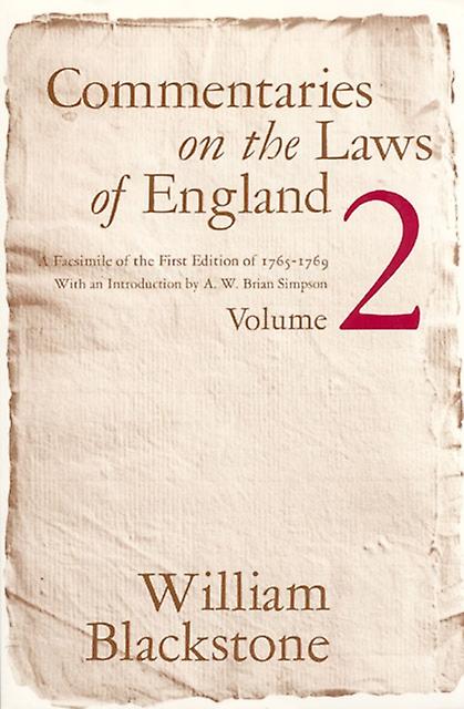 Commentaries On The Laws Of England Volume 2 by William Blackstone Paperback Book