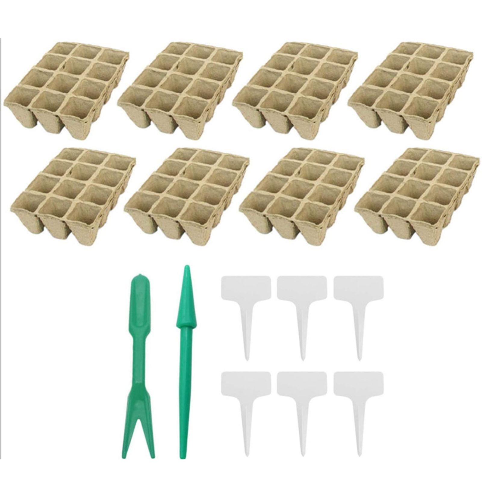 12 Grid Seedling Growing Pot Kit Seed Starter Tray With Transplanter Label For Flower Vegetable Planting