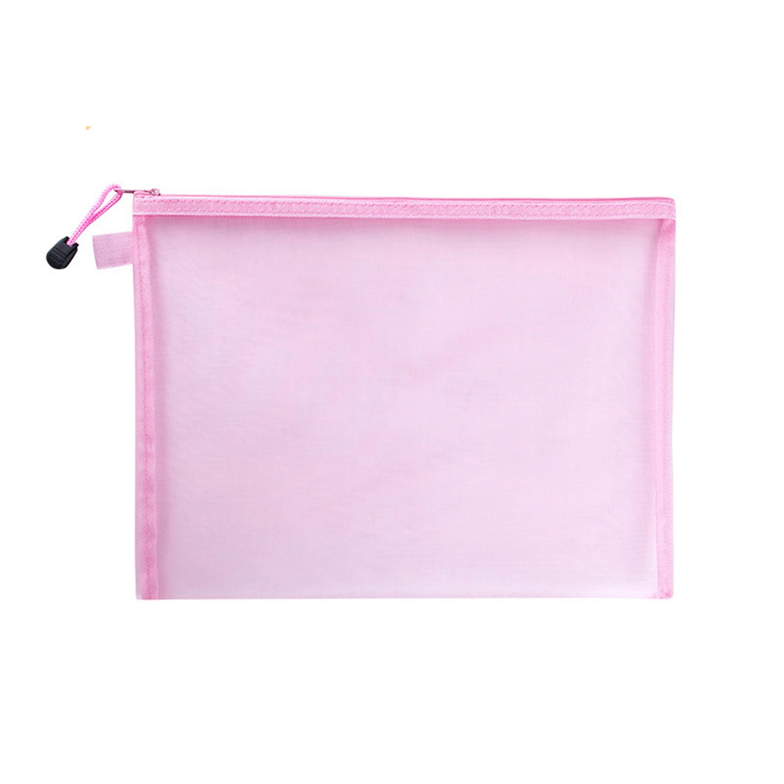 Transparent Nylon Mesh File Bag Zipper Closure Lightweight Data Pouch For School And Office Supplies