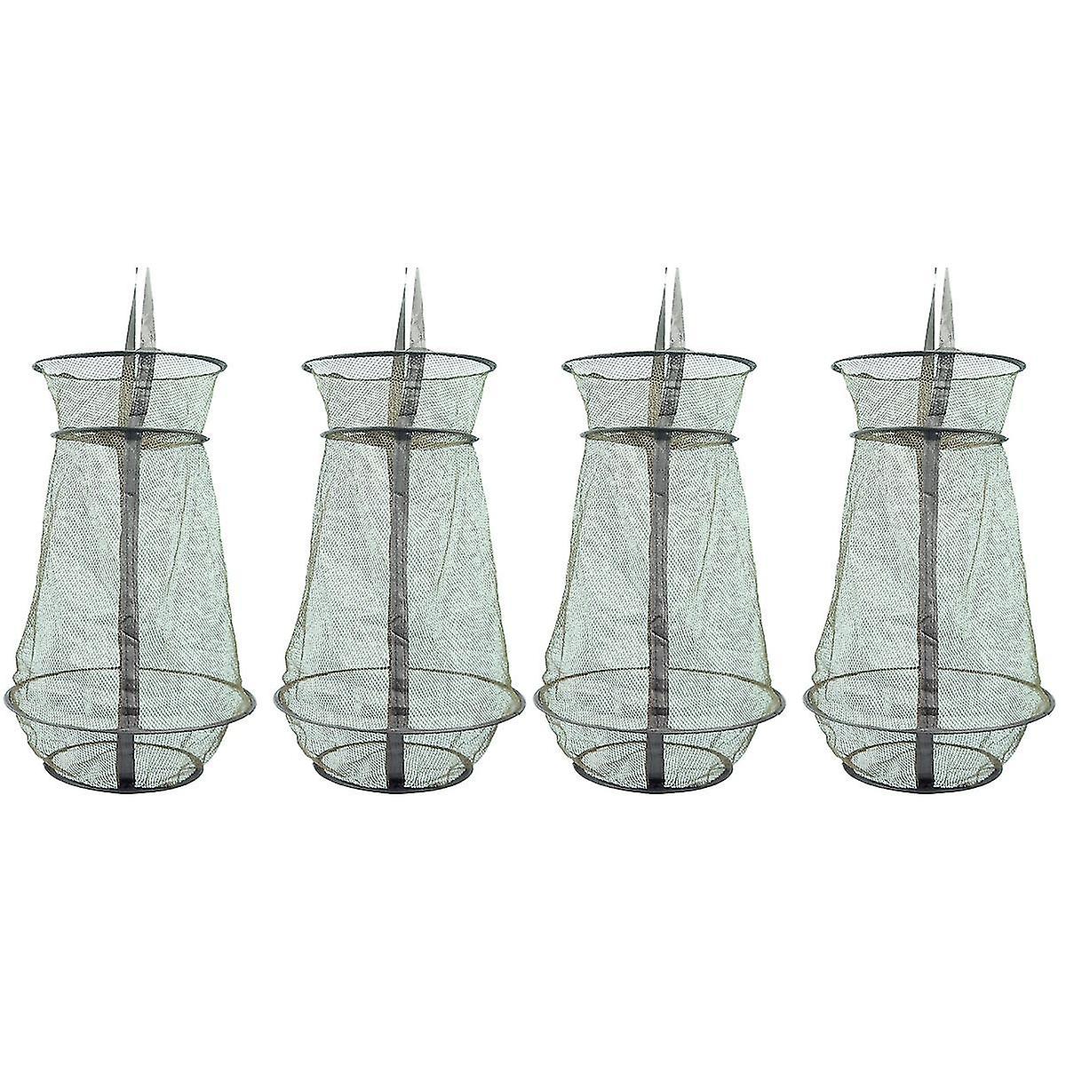 4 Pcs Fishing Net Fish Trap Collapsible Fish Cage Durable Fishing Mesh Trap