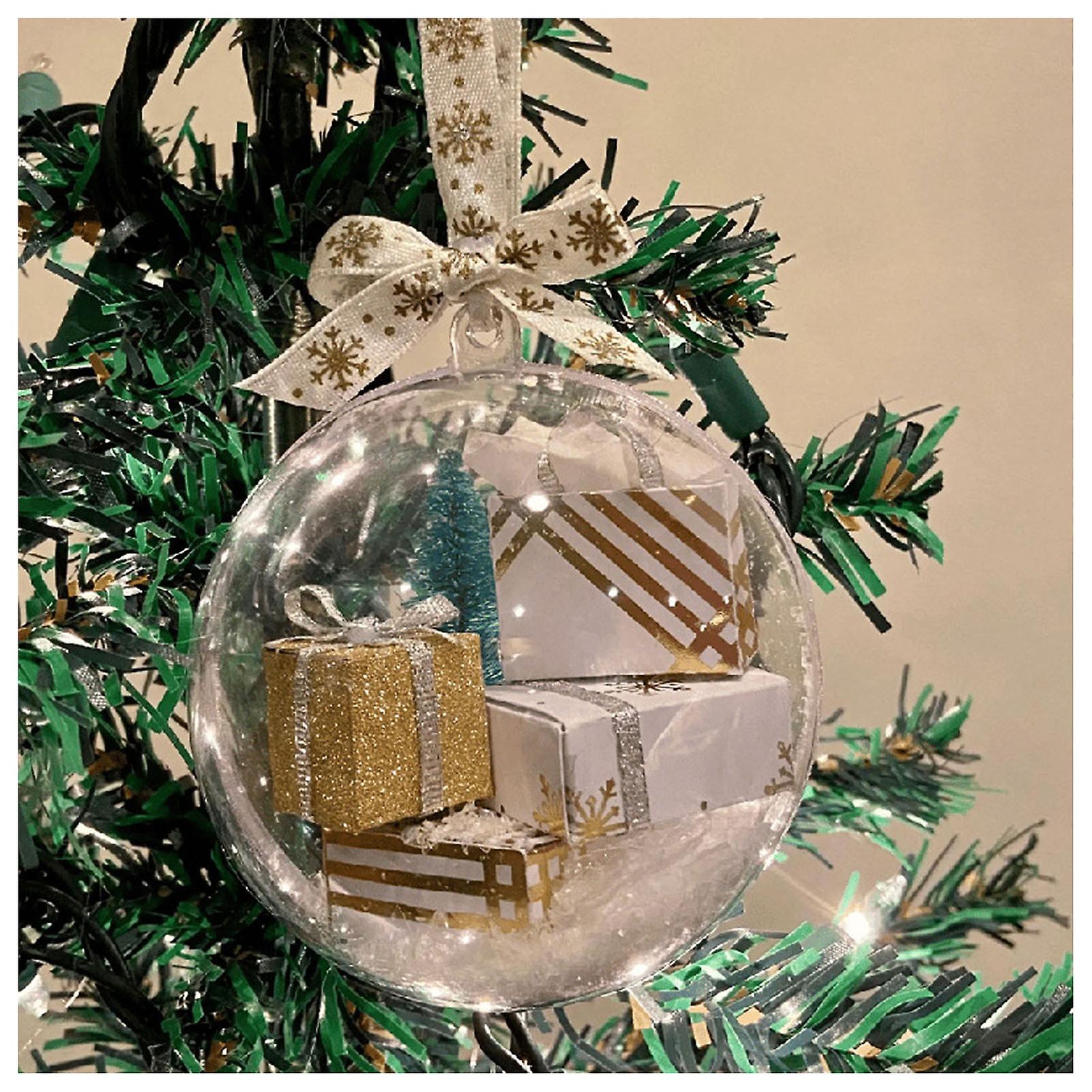 Xmas Clear Balls With Inner Gift Box Decorations Easy To Hang Reusable Lightweight Balls Ideal Gifts For Home Decoration