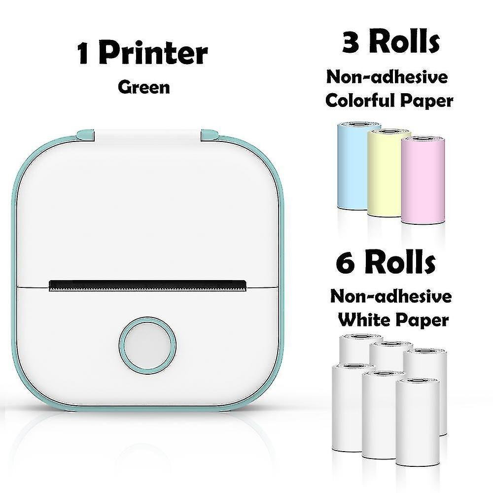 Mini impresora térmica E-Phomemo T02 verde - tamaño de bolsillo, papel autoadhesivo