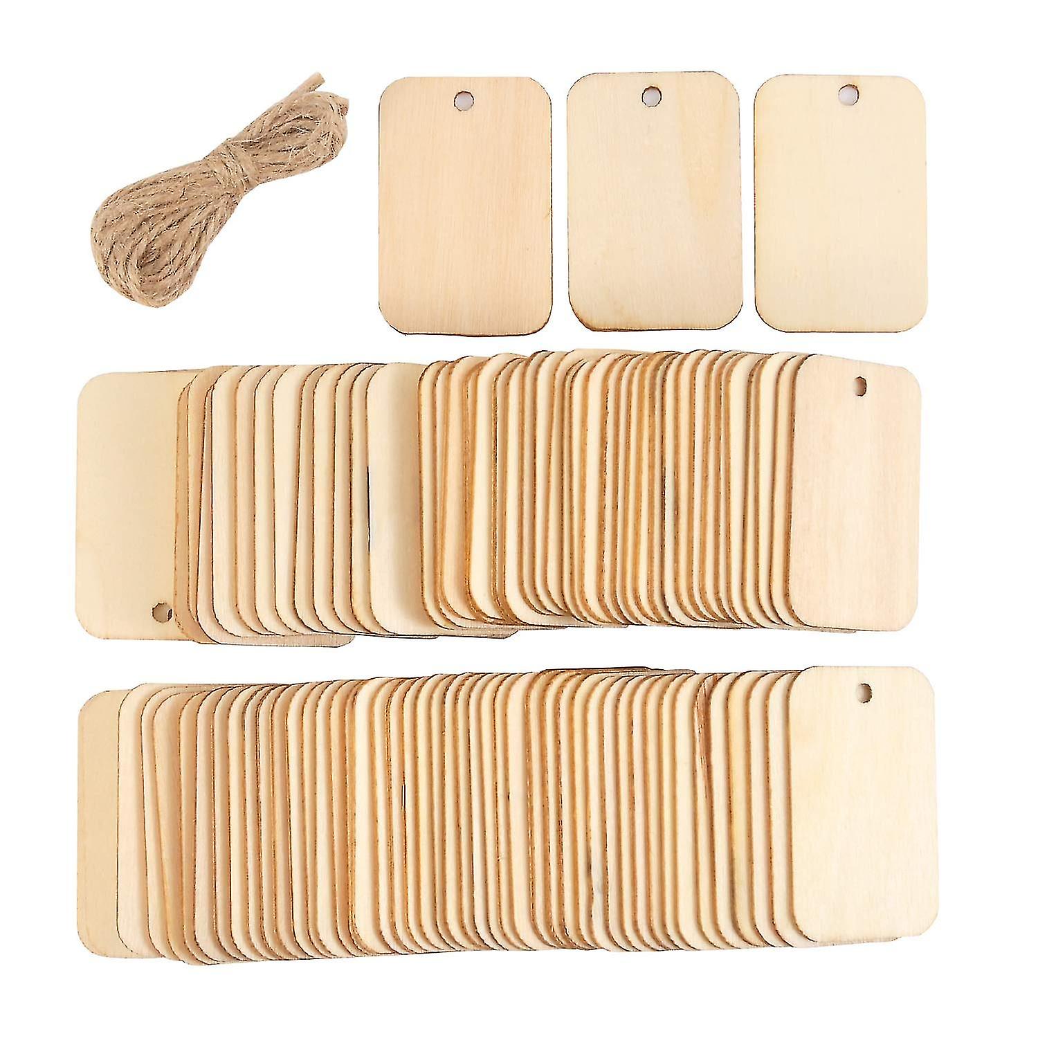 100 Pcs Wooden Rectangle Craft Shape Tag For Craft , Painting (52mm X 35mm)