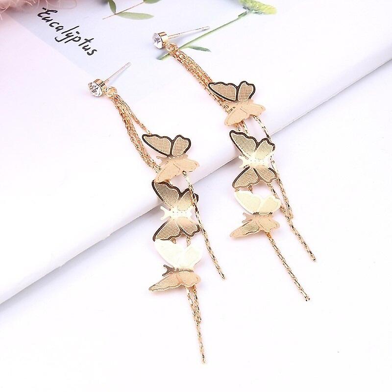 Women Earring Girl Stud Ear Drop Delysia King Trendy Butterfly Tassel Pendant Versatile Elegant Temperament Eardrop