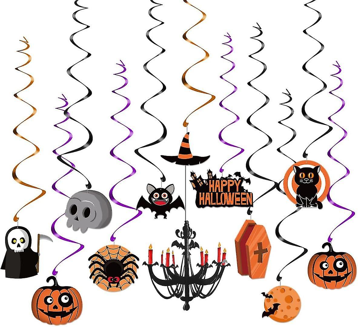 30pcs Halloween Hanging Swirl Decorations, Ceiling Streamers