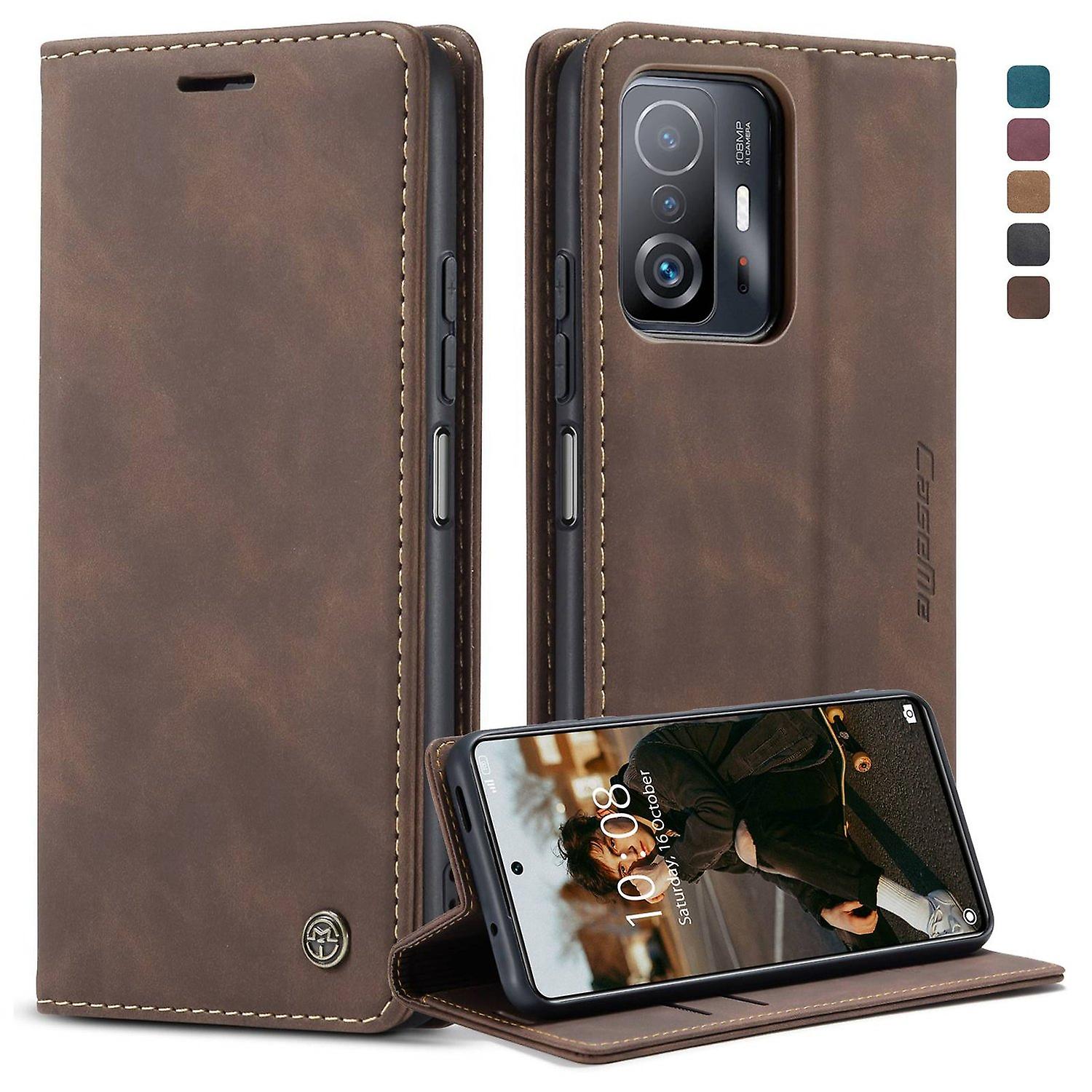 CASEME 013 Series for Xiaomi 11T/11T Pro Folio Flip Cover Wallet Auto-absorbed Stand Book Case