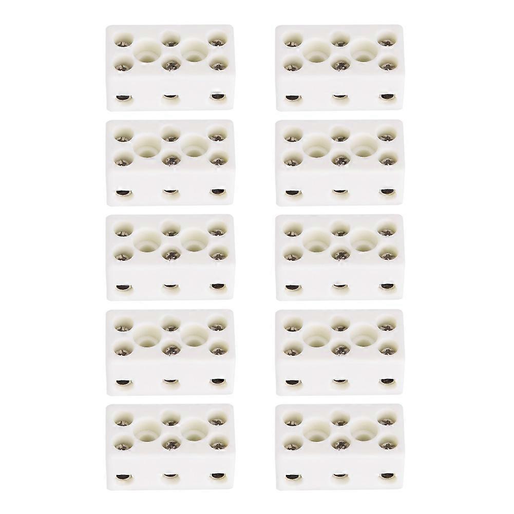 10pcs 3 Way 24A Ceramic Terminal Block Wire Connector High Temperature Resistant