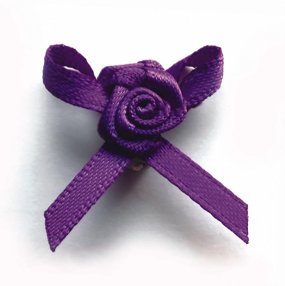 3mm Berisfords Ribbon Rose Centred Bows 465 Purple - per pack of 6